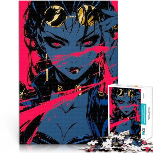 Puzzle 1000 Teile für Teenager Anime-Mädchen mit Sonnenbrille lustige Spiele für die ganze Familie Tolles Geschenk für Spiele 26x38cm von BKDNNUJR