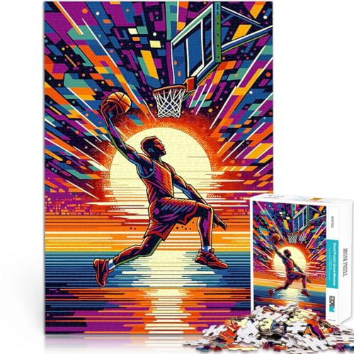 Puzzle 1000 Teile für Teenager Basketball-Sonnenuntergang-Pop-Art Denkspiel Lustige Aktivitäten für zu Hause, Geburtstagsgeschenk, Reisegeschenk, 26x38cm Puzzle 1000 Teile für Teenager Basketball-Sonnenuntergang-Pop-Art Denkspiel Lustige Aktivitäten für zu Hause, Geburtstagsgeschenk, Reisegeschenk, 26x38cm von BKDNNUJR