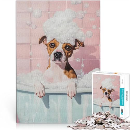 Puzzle 1000 Teile für Teenager Hund im Schaumbad Lernspiel-Herausforderungsspielzeug eignet ganze Familie 26x38cm von BKDNNUJR