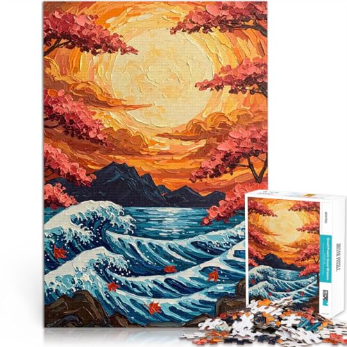 Puzzle 1000 Teile für Teenager Japanischer Wellensonnenuntergang Lernspiele DIY Spielzeug Geburtstagsgeschenk, Geschenke, Wandkunst 26x38cm Puzzle 1000 Teile für Teenager Japanischer Wellensonnenuntergang Lernspiele DIY Spielzeug Geburtstagsgeschenk, Geschenke, Wandkunst 26x38cm von BKDNNUJR