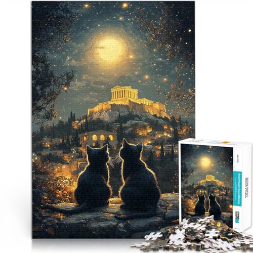 Puzzle 1000 Teile für Teenager Katzen unter der Akropolis Anspruchsvolles Spiel und Familienspaß Tolles Geschenk für Spiele 50x70cm von BKDNNUJR