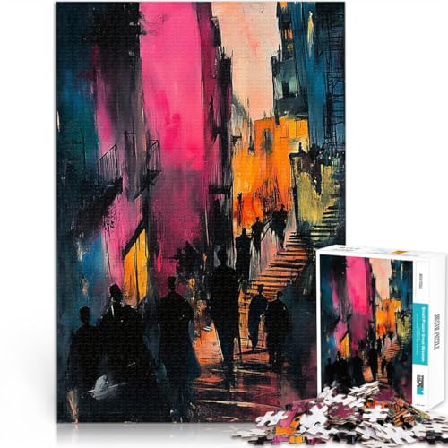 Puzzle 1000 Teile für Teenager Lebendige Stadtgasse – Ausdrucksstarke Urbane Straßenszene Quizspiel Wanddekoration 50x70cm Puzzle 1000 Teile für Teenager Lebendige Stadtgasse – Ausdrucksstarke Urbane Straßenszene Quizspiel Wanddekoration 50x70cm von BKDNNUJR