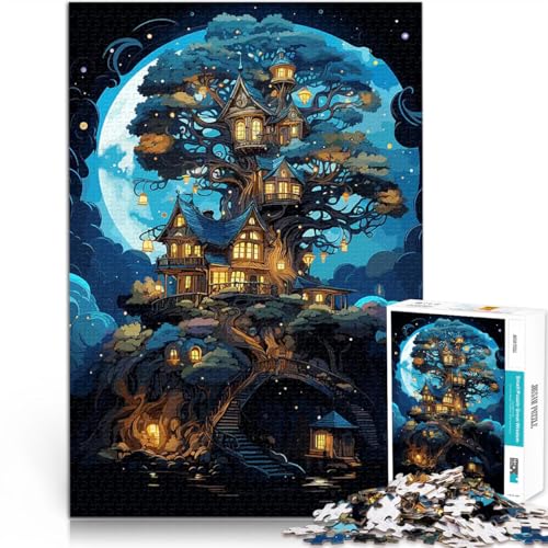 Puzzle 1000 Teile für Teenager Magisches Dorf im Baum Spielzeug Lernspiele Stressabbau Lustige Aktivitäten für zu Hause, Geburtstagsgeschenk, Reisegeschenk, 50x70cm von BKDNNUJR