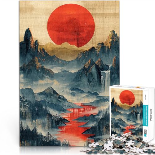 Puzzle 1000 Teile für Teenager Rote Sonne Berglandschaft Geschenke zum Suchbegriff: Herausfordernde Spiele Wohnkunstdekor 50x70cm von BKDNNUJR