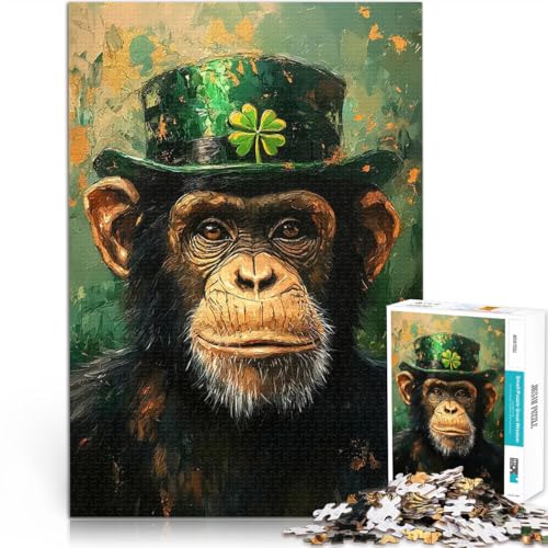 Puzzle 1000 Teile für Teenager Schimpanse zum St. Patrick's Day Staycation: Zeit totschlagen Die Liebe zwischen Paaren stärken 50x70cm von BKDNNUJR
