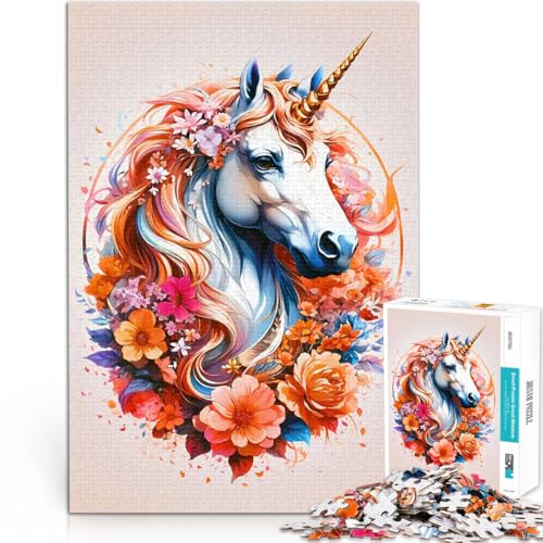 Puzzle für Erwachsene, 1000 Teile Blumen-Einhorn Dekomprimierendes intellektuelles Lernspielzeug Heimdekoration Spielzeug 26x38cm Puzzle für Erwachsene, 1000 Teile Blumen-Einhorn Dekomprimierendes intellektuelles Lernspielzeug Heimdekoration Spielzeug 26x38cm von BKDNNUJR