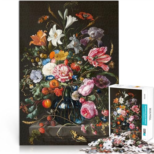 Puzzle für Erwachsene, 1000 Teile Blumen-Vintage Spielzeug-Intellektuelles Spiel denn eignet ganze Familie 26x38cm von BKDNNUJR