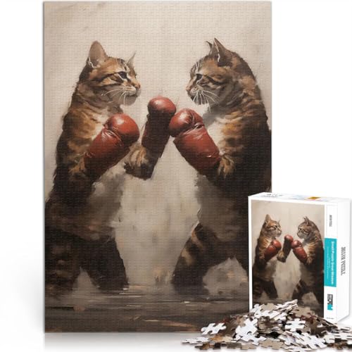 Puzzle für Erwachsene, 1000 Teile Die Vintage Boxing Cats Pädagogisches Spielzeug zum Stressabbau Geburtstagsgeschenk 50x70cm Puzzle für Erwachsene, 1000 Teile Die Vintage Boxing Cats Pädagogisches Spielzeug zum Stressabbau Geburtstagsgeschenk 50x70cm von BKDNNUJR