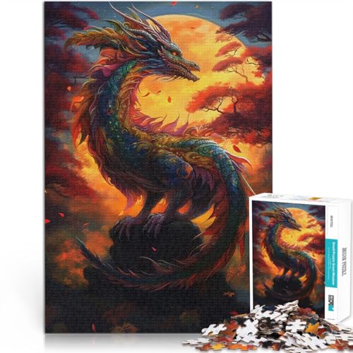 Puzzle für Erwachsene, 1000 Teile Drachensonnenuntergang Herausforderndes Spielspielzeug Wunschliste mit dem Weihnachtsmann 26x38cm von BKDNNUJR