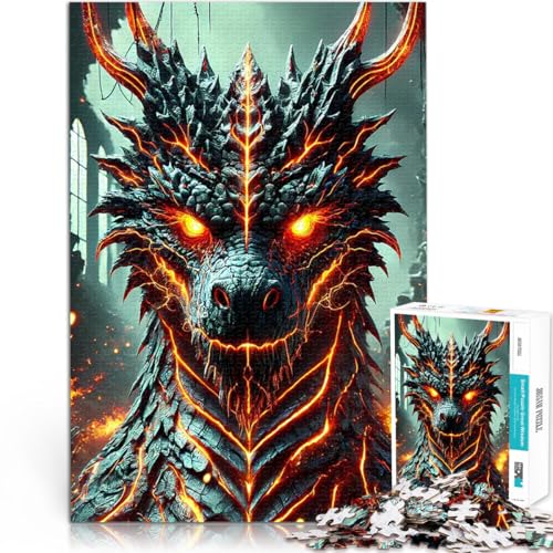 Puzzle für Erwachsene, 1000 Teile Feuriges Drachenporträt Dekomprimierendes intellektuelles Lernspielzeug für Heimdekoration 26x38cm Puzzle für Erwachsene, 1000 Teile Feuriges Drachenporträt Dekomprimierendes intellektuelles Lernspielzeug für Heimdekoration 26x38cm von BKDNNUJR