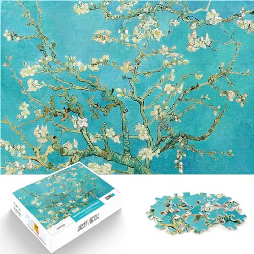 Puzzle für Erwachsene, 1000 Teile Mandelblüte Familienspiel zum Stressabbau, schwierige Herausforderung Eltern-Kind-Interaktion 26x38cm von BKDNNUJR