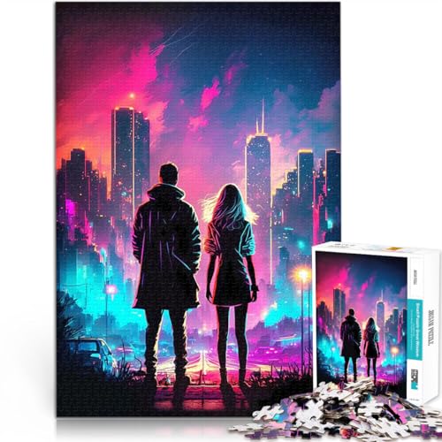 Puzzle für Erwachsene, 1000 Teile Paar Nacht Straße Anspruchsvolles Spiel und Familienspaß mit passendem Poster und Quizblatt 26x38cm von BKDNNUJR