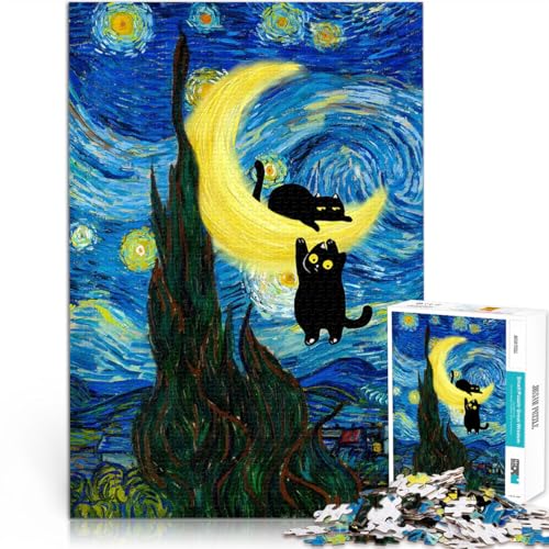Puzzle für Erwachsene, 1000 Teile Schwarze Katzen Sternennacht Spielspielzeug Tolles Geschenk für Spiele 26x38cm Puzzle für Erwachsene, 1000 Teile Schwarze Katzen Sternennacht Spielspielzeug Tolles Geschenk für Spiele 26x38cm von BKDNNUJR
