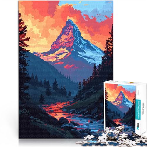 Puzzle für Erwachsene, 1000 Teile Schweizer Berg-Pixel-Art Lernspielzeug für die ganze Familie Künstlersammlung, Bildende Kunst 26x38cm von BKDNNUJR