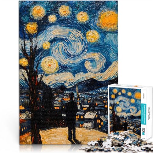 Puzzle für Erwachsene, 1000 Teile Sternennacht-Gemälde Spielzeug-Intellektuelles Spiel Jedes Stück ist einzigartig – Anspruchsvolles Familienspiel 26x38cm von BKDNNUJR