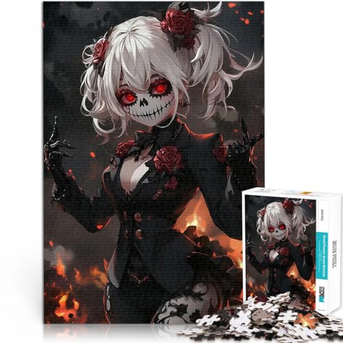 Puzzle für Erwachsene, 1000 Teile Tod Anime Totenkopf Mädchen Dekomprimierendes intellektuelles Lernspielzeug Verbessern Sie das Gedächtnis 26x38cm von BKDNNUJR