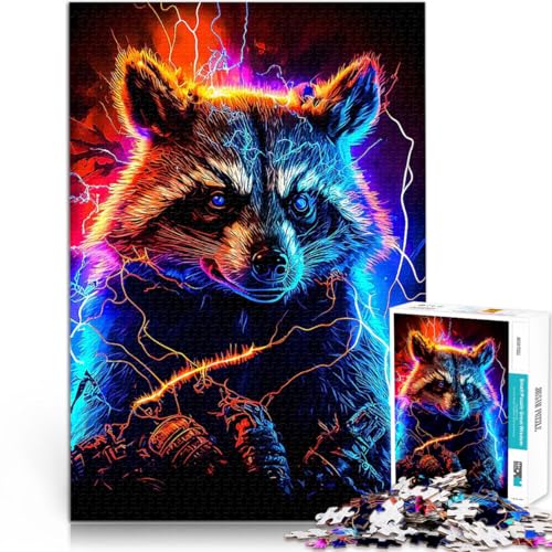 Puzzle für Erwachsene, 1000 Teile Waschbär Gehirnintelligenz-Herausforderung süchtig machendes Spielzeug Geburtstagsgeschenke 26x38cm von BKDNNUJR