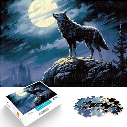 Puzzle für Erwachsene, 1000 Teile Weißer Wolf Familienspiel zum Stressabbau, schwierige Herausforderung Perfekte Dekoration 26x38cm von BKDNNUJR
