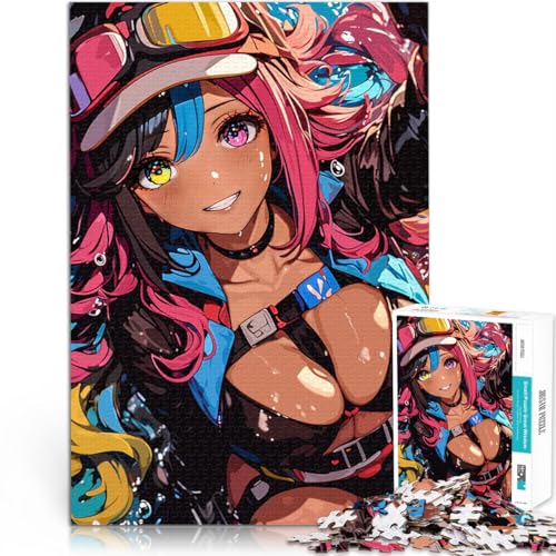 Puzzle für Erwachsene 1000 Teile Anime-Mädchen mit rosa und blauen Haaren Hands-on-Spiel Künstlersammlung, Bildende Kunst 50x70cm von BKDNNUJR