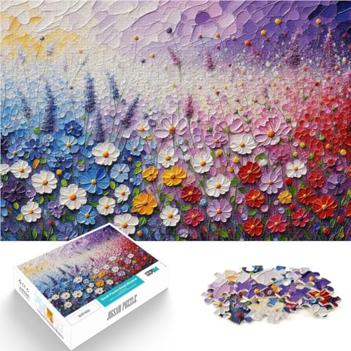 Puzzle für Erwachsene 1000 Teile Buntes Blumenfeldgemälde Lernspiel-Herausforderungsspielzeug Künstlersammlung, Bildende Kunst 26x38cm von BKDNNUJR
