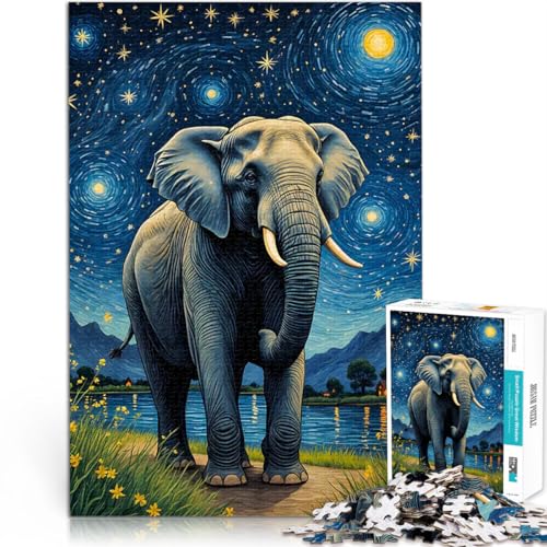 Puzzle für Erwachsene 1000 Teile Elefanten Sternennacht Pädagogisches Spielzeug zum Stressabbau Tolle Geschenke und Spielzeuge 26x38cm von BKDNNUJR