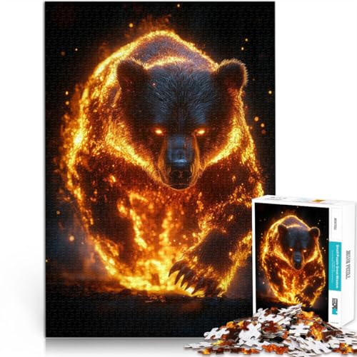 Puzzle für Erwachsene 1000 Teile Feuriger Bär Gehirnintelligenz-Herausforderung süchtig machendes Spielzeug Heimdekoration 26x38cm von BKDNNUJR