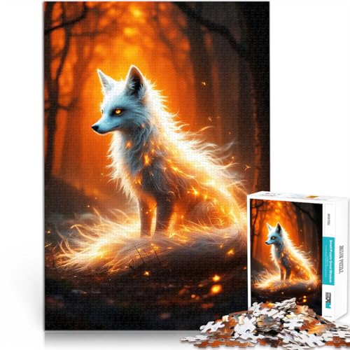 Puzzle für Erwachsene 1000 Teile Feuriger Fuchs im Wald Geschenke zum Suchbegriff: Herausfordernde Spiele Für Paare geeignet 26x38cm von BKDNNUJR