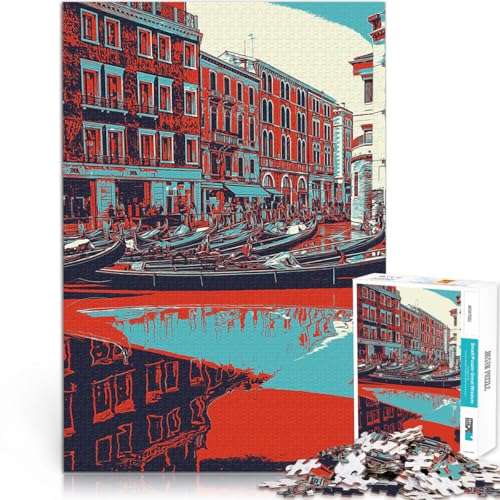 Puzzle für Erwachsene 1000 Teile Gondelszene in Venedig Anspruchsvolles Spiel und Familienspaß einzigartiges Herausforderungsspiel 26x38cm von BKDNNUJR