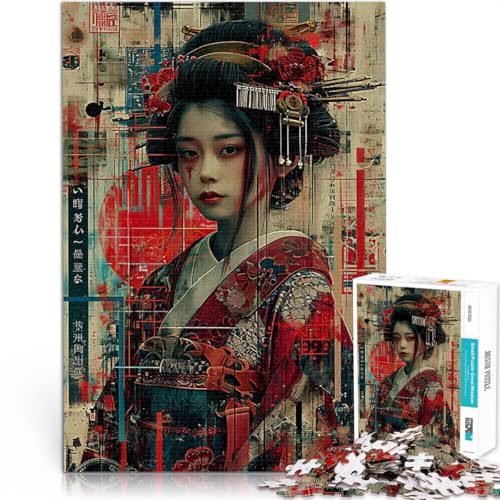 Puzzle für Erwachsene 1000 Teile Japanischer Oiran IV Stressabbau Schwierige Herausforderung Lernspiel für Geburtstag, Weihnachten 26x38cm von BKDNNUJR