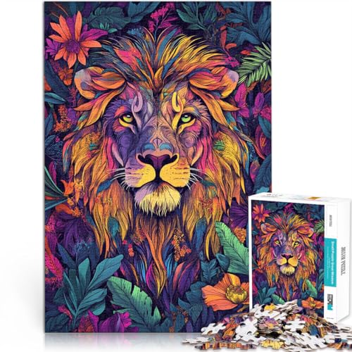 Puzzle für Erwachsene 1000 Teile Löwe in farbenfroher Kunst~ Dekomprimierendes intellektuelles Lernspielzeug Geschenk zum Geburtstag 50x70cm von BKDNNUJR