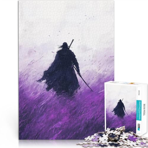 Puzzle für Erwachsene 1000 Teile Samurai im lila Feld Stressabbau – Staycation – Zeit totschlagen Heimdekoration 50x70cm von BKDNNUJR