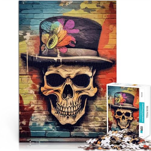 Puzzle für Erwachsene 1000 Teile Totenkopf im Basquiat-Stil lustige Spiele für die ganze Familie Geburtstagsgeschenk 26x38cm von BKDNNUJR