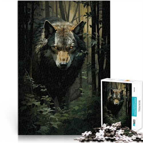 Puzzle für Erwachsene 1000 Teile Wolf Art Gehirnintelligenz-Herausforderung süchtig machendes Spielzeug Heimdekoration Spielzeug 26x38cm von BKDNNUJR