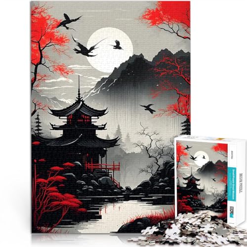 Puzzle für Erwachsene 1000 Teile japanische Landschaft Spielzeug Lernspiele Stressabbau Angebot als Geschenk für die ganze Familie 26x38cm von BKDNNUJR