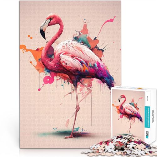 Puzzle für Erwachsene mit 1000 Teilen Aquarell rosa Flamingo Spielspielzeug Geschenk zum Geburtstag 50x70cm von BKDNNUJR