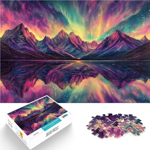 Puzzle für Erwachsene mit 1000 Teilen Bergsee Aurora für Lernspiel-Herausforderungsspielzeug Lernspiel für Geburtstag, Weihnachten 26x38cm von BKDNNUJR