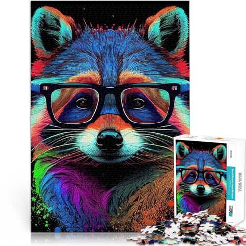 Puzzle für Erwachsene mit 1000 Teilen Bunte Waschbärtiere Anspruchsvolles Spiel und Familienspaß Tolles Geschenk für Spiele 50x70cm von BKDNNUJR