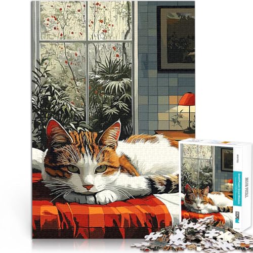 Puzzle für Erwachsene mit 1000 Teilen Katze am Fenster Spielzeug Lernspiele Stressabbau einzigartiges Herausforderungsspiel 26x38cm Puzzle für Erwachsene mit 1000 Teilen Katze am Fenster Spielzeug Lernspiele Stressabbau einzigartiges Herausforderungsspiel 26x38cm von BKDNNUJR