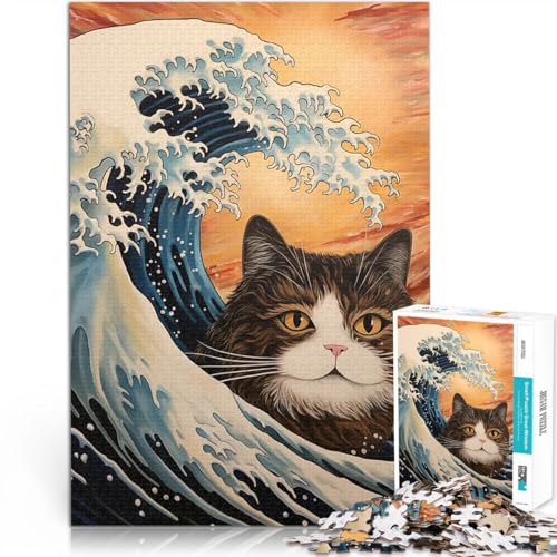 Puzzle für Erwachsene mit 1000 Teilen Katze im japanischen Wellenstil Quizspiel Wanddekoration Einzigartige Geburtstags 26x38cm Puzzle für Erwachsene mit 1000 Teilen Katze im japanischen Wellenstil Quizspiel Wanddekoration Einzigartige Geburtstags 26x38cm von BKDNNUJR