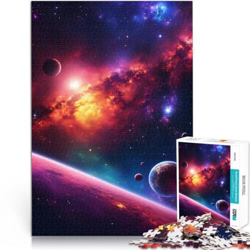 Puzzle für Erwachsene mit 1000 Teilen Kosmischer Nebel mit Planeten Stressabbau-Spielzeug Lernspiel für Geburtstag, Weihnachten 50x70cm von BKDNNUJR