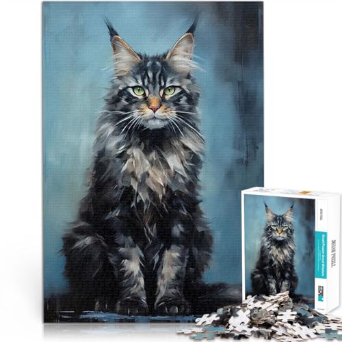 Puzzle für Erwachsene mit 1000 Teilen Maine Coon Katze für Lernspiel-Herausforderungsspielzeug Lernspiel für Geburtstag, Weihnachten 26x38cm von BKDNNUJR