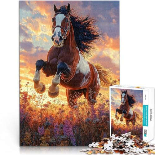 Puzzle für Erwachsene mit 1000 Teilen Pferd springt bei Sonnenuntergang im Blumenfeld Lustige Spiele Wanddekoration 50x70cm Puzzle für Erwachsene mit 1000 Teilen Pferd springt bei Sonnenuntergang im Blumenfeld Lustige Spiele Wanddekoration 50x70cm von BKDNNUJR