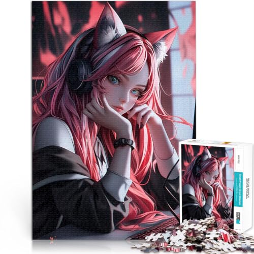 Puzzle für Erwachsene mit 1000 Teilen Süßes Gamer-Mädchen Kawaii Quizspiel Wanddekoration Einzigartige Geburtstags 50x70cm von BKDNNUJR