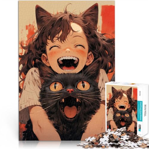 Puzzle für Erwachsene mit 1000 Teilen Süßes Katzenmädchen für Lernspiel-Herausforderungsspielzeug Heimdekoration Spielzeug 26x38cm Puzzle für Erwachsene mit 1000 Teilen Süßes Katzenmädchen für Lernspiel-Herausforderungsspielzeug Heimdekoration Spielzeug 26x38cm von BKDNNUJR