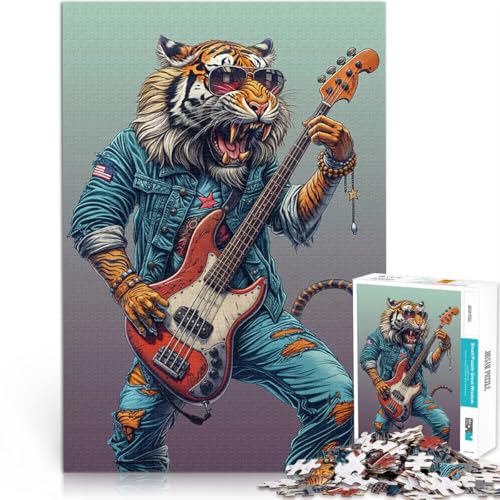 Puzzle für Erwachsene mit 1000 Teilen Tiger Rock Star Spielzeug Lernspiele Stressabbau eignet ganze Familie 50x70cm von BKDNNUJR