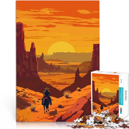Puzzle für Erwachsene mit 1000 Teilen Wilder Westen, Cowboy, Sonnenuntergang Denkspiel Einzigartige Wohndekoration und Geschenke 50x70cm Puzzle für Erwachsene mit 1000 Teilen Wilder Westen, Cowboy, Sonnenuntergang Denkspiel Einzigartige Wohndekoration und Geschenke 50x70cm von BKDNNUJR