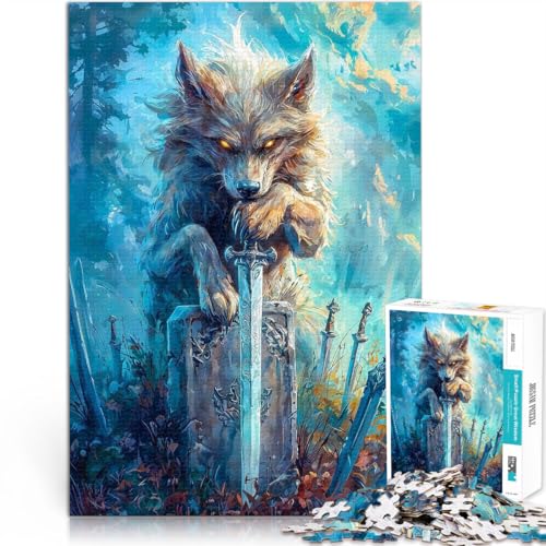 Puzzle für Erwachsene mit 1000 Teilen Wolf auf dem Friedhof lustige Spiele für die ganze Familie Tolles Geschenk für Spiele 26x38cm von BKDNNUJR