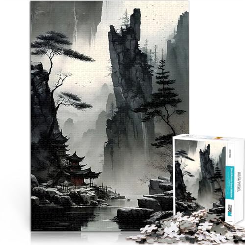 Puzzle für Jugendliche 1000 Teile Aquarell im chinesischen Stil Lernspiele DIY Spielzeug Einzigartige Wohndekoration und Geschenke 50x70cm von BKDNNUJR