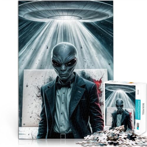 Puzzle für Jugendliche 1000 Teile Außerirdischer im Anzug für Lernspiel-Herausforderungsspielzeug Verbessern Sie das Gedächtnis 26x38cm von BKDNNUJR