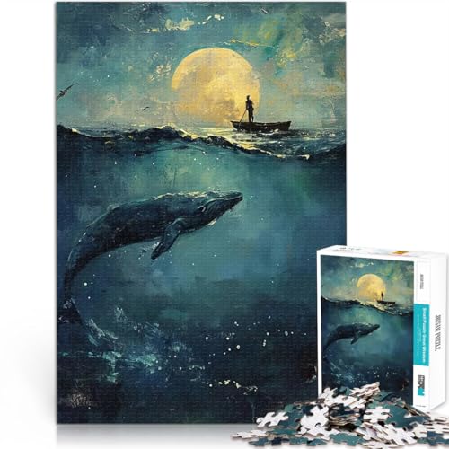 Puzzle für Jugendliche 1000 Teile Mondschein-Seereise Spielzeug-Intellektuelles Spiel eignet ganze Familie 26x38cm von BKDNNUJR
